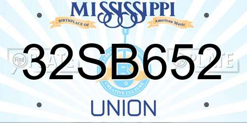 32SB652 Mississippi License Plate
