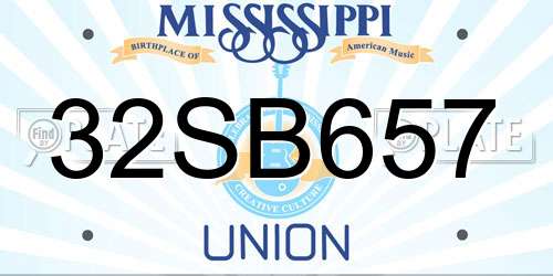 32SB657 Mississippi License Plate