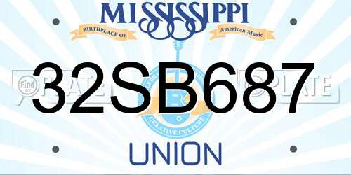 32SB687 Mississippi License Plate