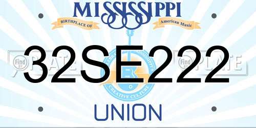 32SE222 Mississippi License Plate