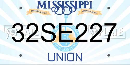 32SE227 Mississippi License Plate