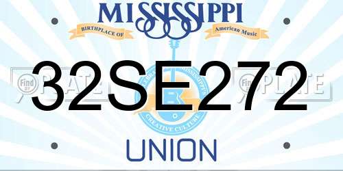 32SE272 Mississippi License Plate