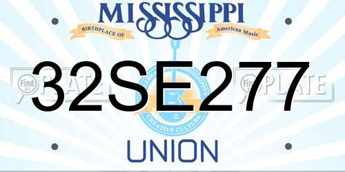 32SE277 Mississippi License Plate