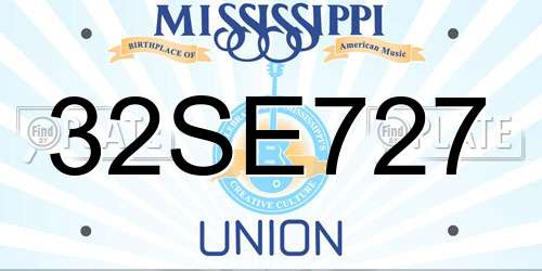 32SE727 Mississippi License Plate