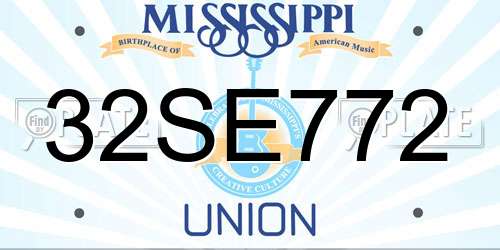 32SE772 Mississippi License Plate