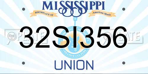 32SI356 Mississippi License Plate