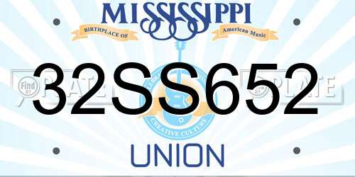 32SS652 Mississippi License Plate
