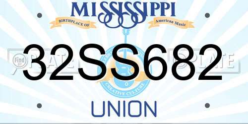 32SS682 Mississippi License Plate
