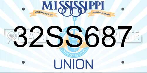 32SS687 Mississippi License Plate