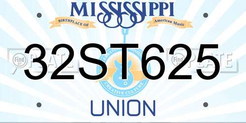 32ST625 Mississippi License Plate