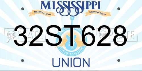32ST628 Mississippi License Plate