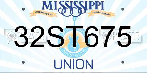 32ST675 Mississippi License Plate