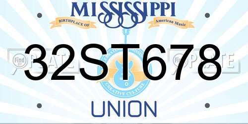 32ST678 Mississippi License Plate