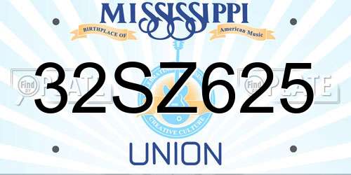 32SZ625 Mississippi License Plate