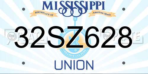 32SZ628 Mississippi License Plate