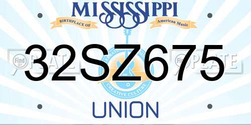 32SZ675 Mississippi License Plate
