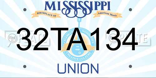 32TA134 Mississippi License Plate