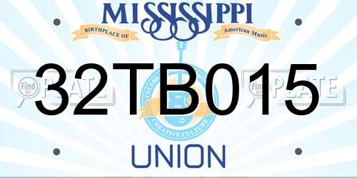 32TB015 Mississippi License Plate