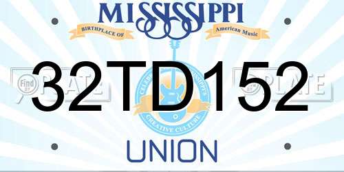 32TD152 Mississippi License Plate