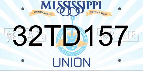 32TD157 Mississippi License Plate