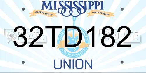 32TD182 Mississippi License Plate
