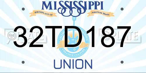 32TD187 Mississippi License Plate