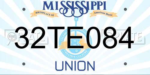 32TE084 Mississippi License Plate