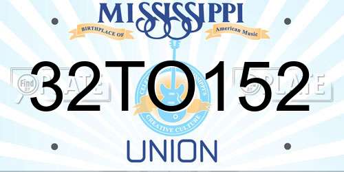 32TO152 Mississippi License Plate