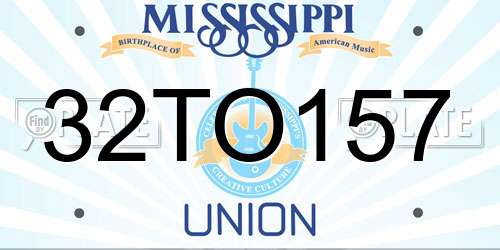 32TO157 Mississippi License Plate