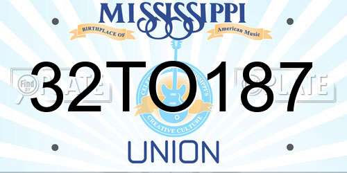 32TO187 Mississippi License Plate