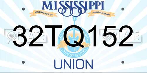32TQ152 Mississippi License Plate