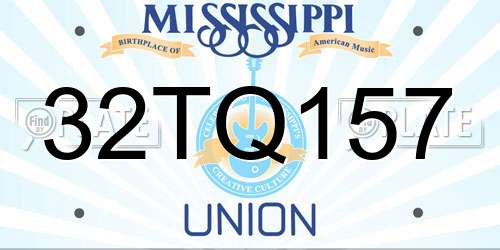 32TQ157 Mississippi License Plate