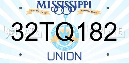 32TQ182 Mississippi License Plate