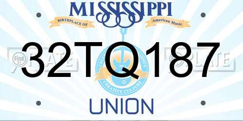 32TQ187 Mississippi License Plate