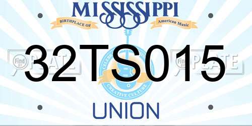 32TS015 Mississippi License Plate