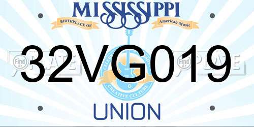 32VG019 Mississippi License Plate