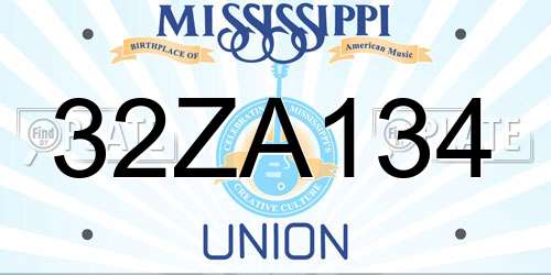32ZA134 Mississippi License Plate