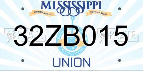 32ZB015 Mississippi License Plate