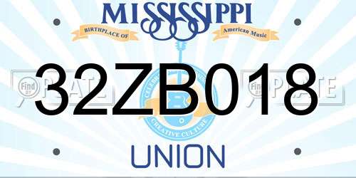 32ZB018 Mississippi License Plate
