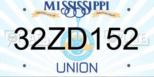 32ZD152 Mississippi License Plate