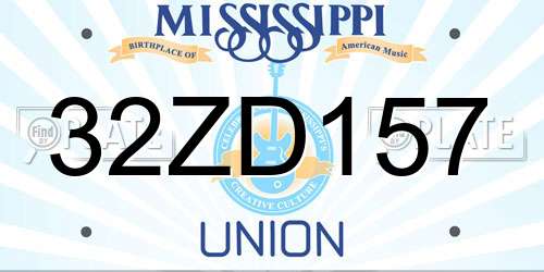 32ZD157 Mississippi License Plate