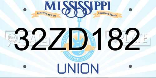 32ZD182 Mississippi License Plate