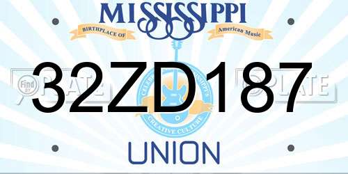 32ZD187 Mississippi License Plate