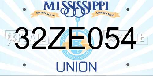 32ZE054 Mississippi License Plate