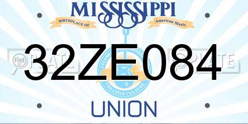 32ZE084 Mississippi License Plate