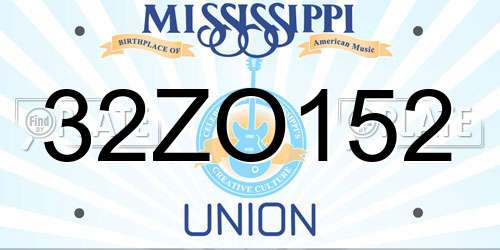 32ZO152 Mississippi License Plate