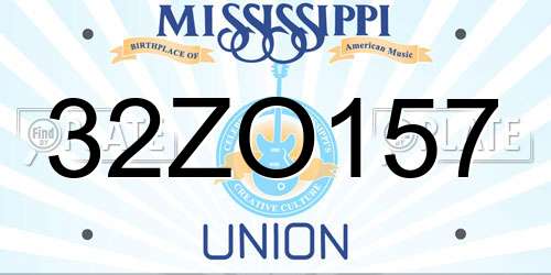 32ZO157 Mississippi License Plate