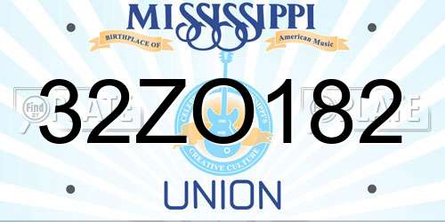 32ZO182 Mississippi License Plate