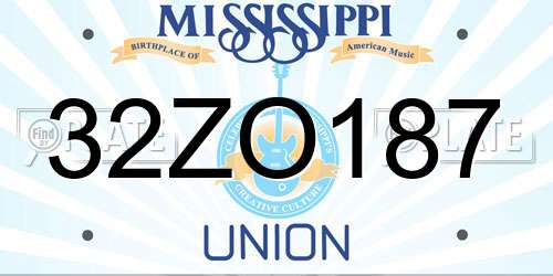 32ZO187 Mississippi License Plate