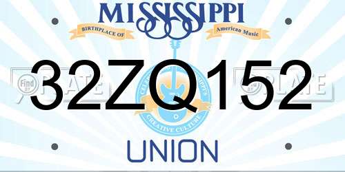 32ZQ152 Mississippi License Plate